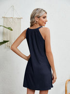 Eyelet Round Neck Sleeveless Dress (22)