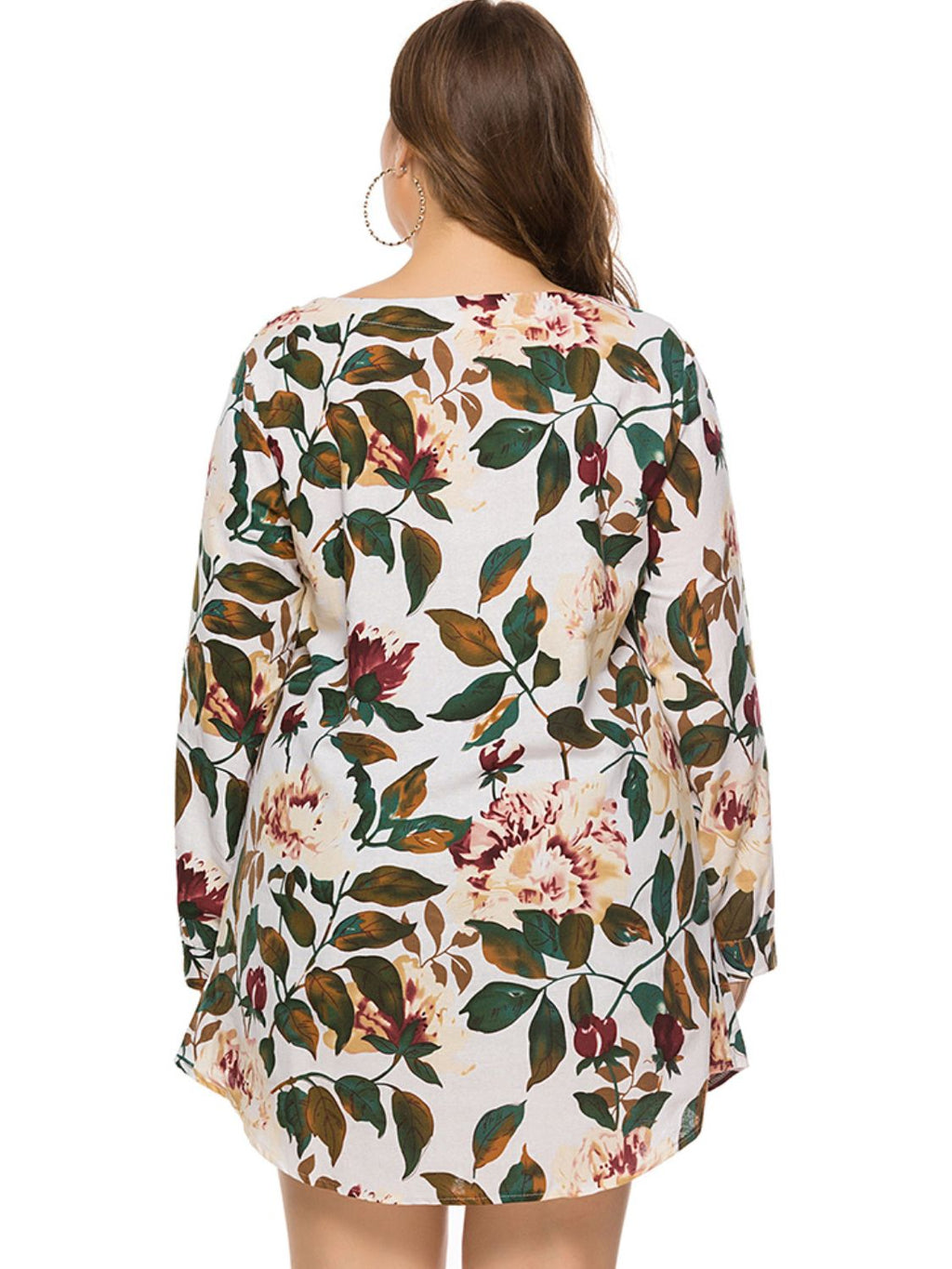Full Size Floral Long Sleeve Mini Dress (2)