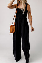 Smocked Square Neck Wide Leg Jumpsuit Pockets (2)