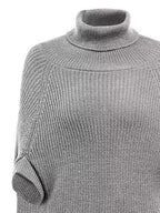 Turtleneck Knitted Cape Sweater (11)