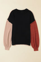 Contrast Round Neck Dropped Shoulder Sweater (3)