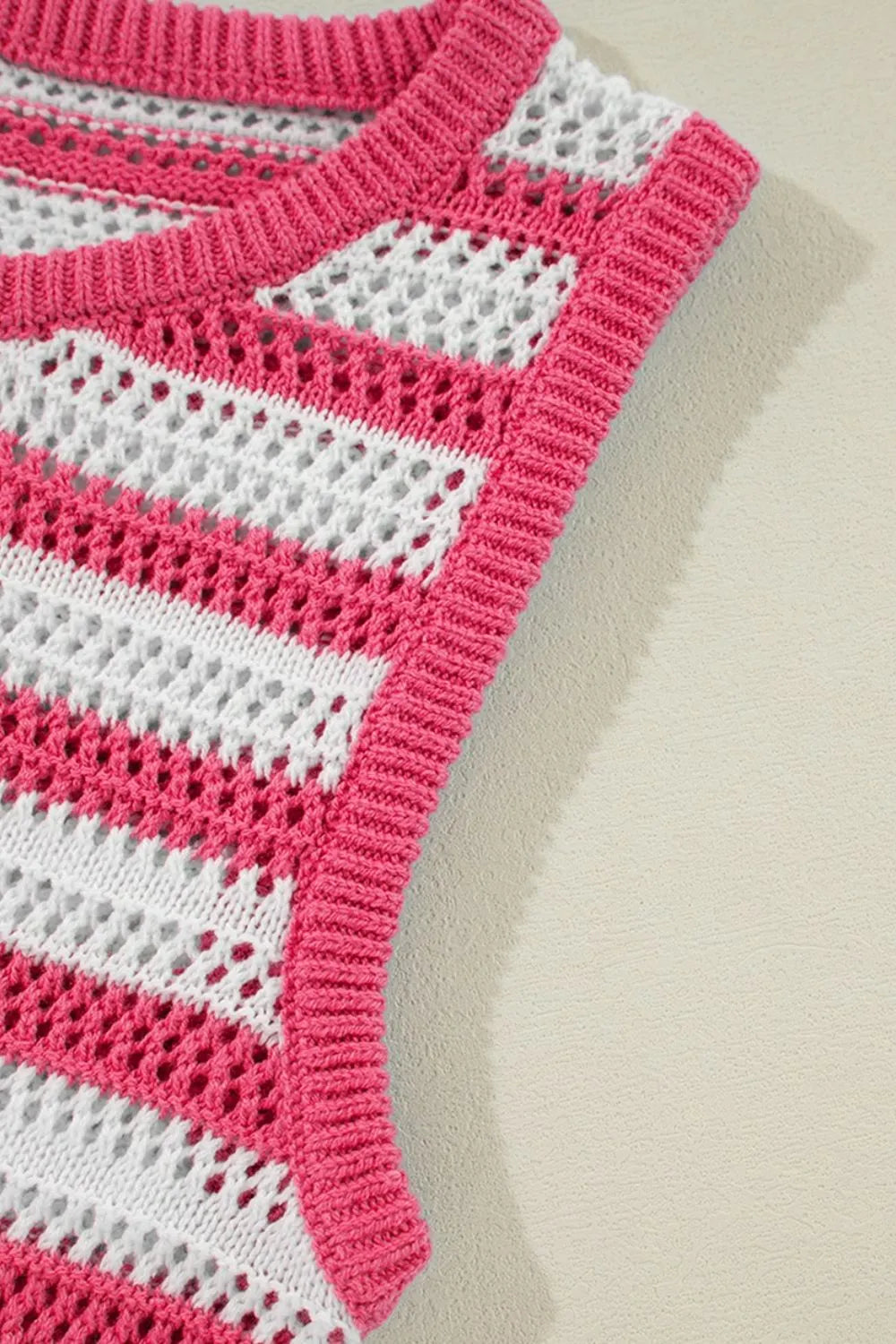 Stripe Hollowed Knit Sleeveless Sweater Dress (12)
