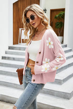 Flower Pattern Button Front Cardigan (15)