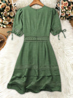 Lace Detail V-neck Mini Dress (3)