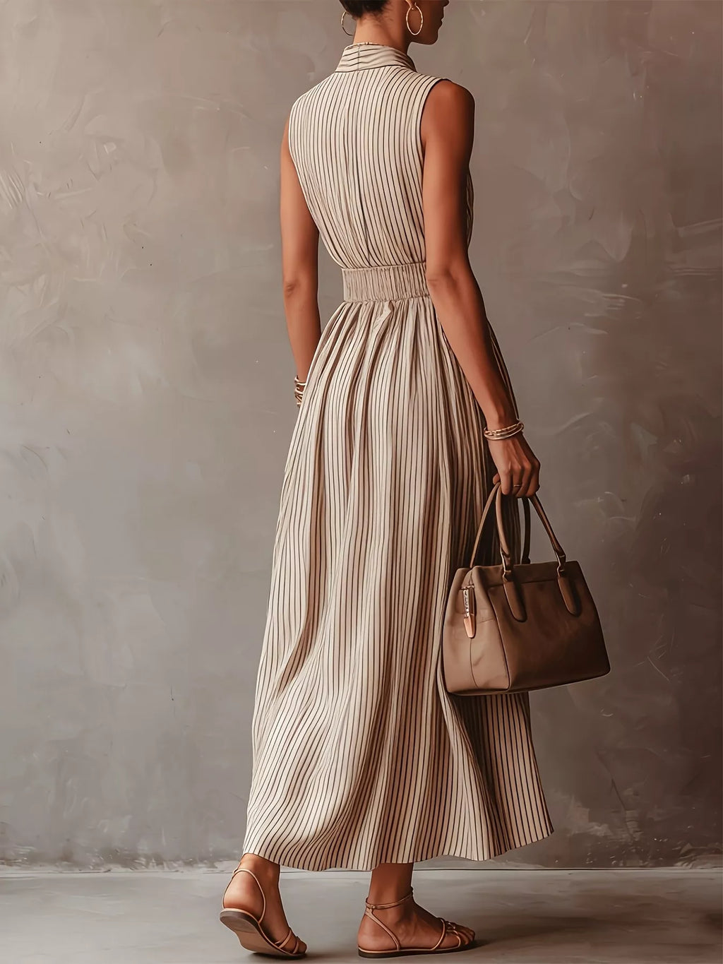 Striped Mock Neck Sleeveless Maxi Dress (9)