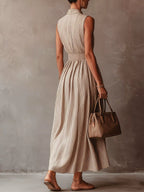 Striped Mock Neck Sleeveless Maxi Dress (9)