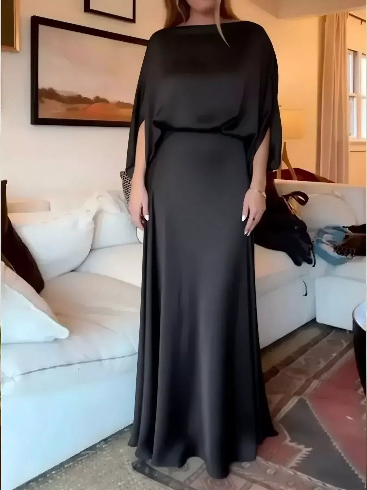 Full Size Elegant Batwing Sleeve Maxi Dress Plus (9)