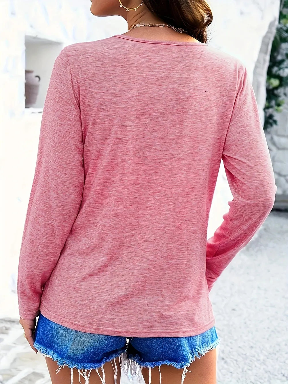 Crisscross V-neck Long Sleeve T-shirt (18)