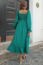 Smocked Ruffle Hem Flounce Sleeve Dress (20)