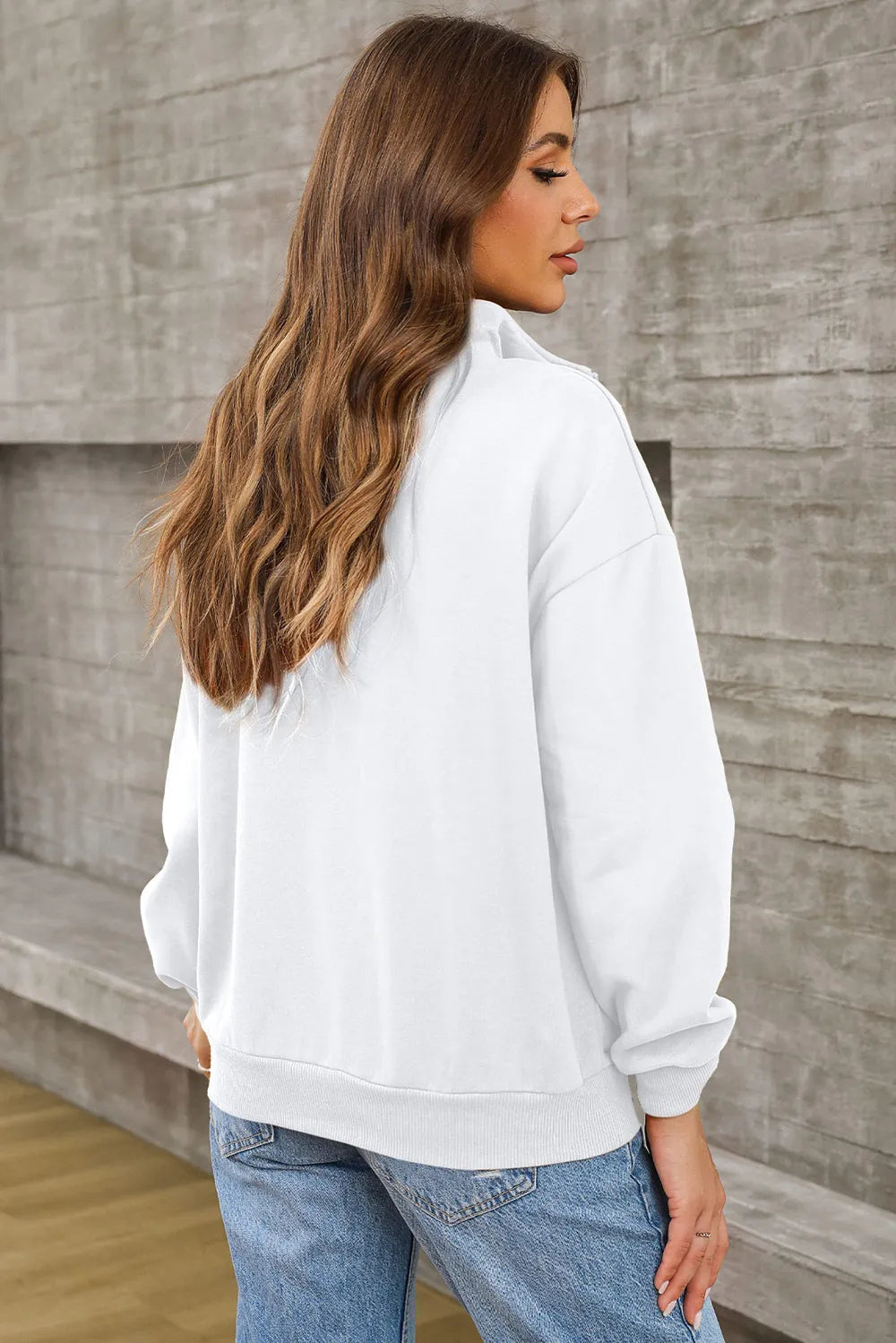 Quarter Zip Dropped Shoulder Sweatshirt (5)