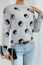 Graphic Mock Neck Dropped Shoulder Sweater (12)