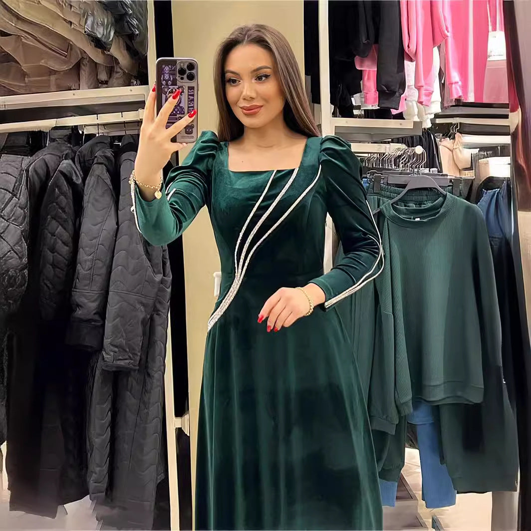 Long Sleeve Rhinestone Maxi Dress photo 2