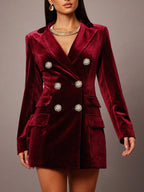 Velvet Double-breasted Blazer Dress (3)