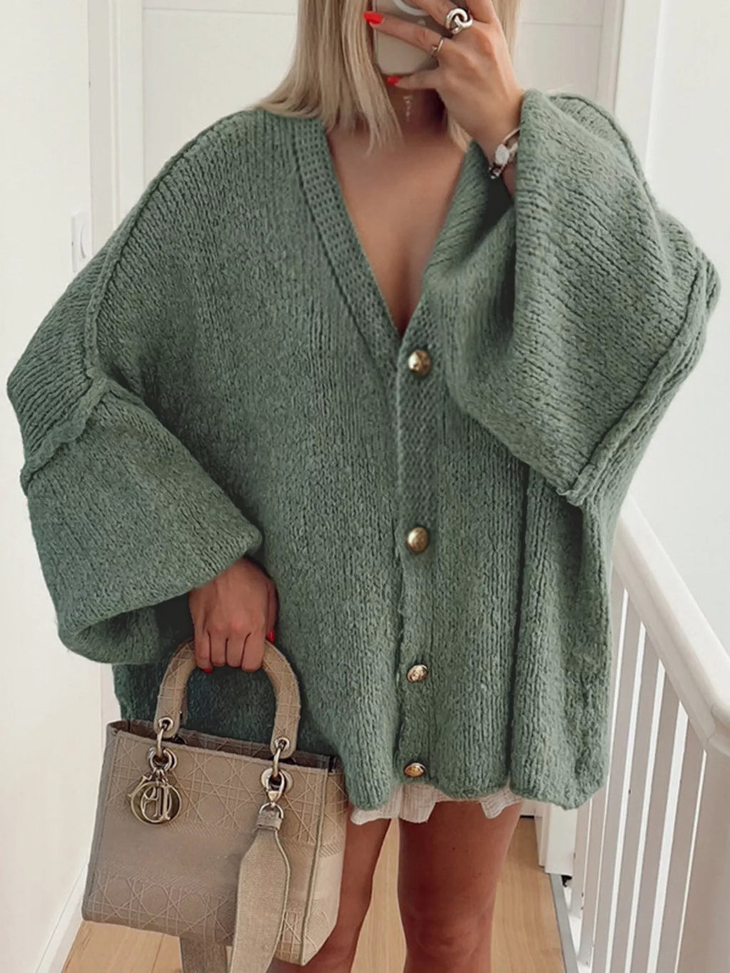 Oversized Knit Button Up Cardigan (5)