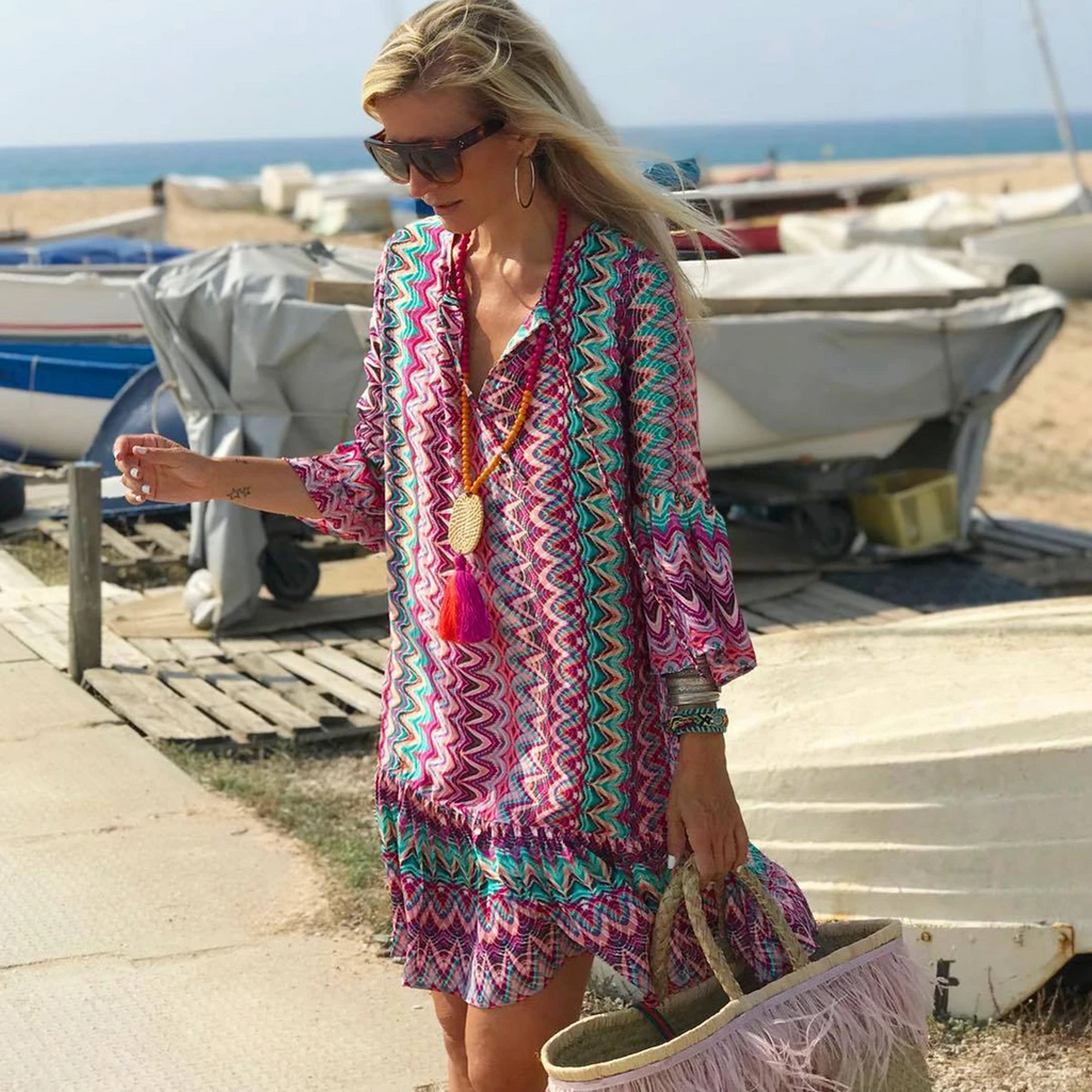 Printed V-neck Dress photo 3
