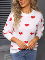 Valentine's Day Heart Pattern Dropped Shoulder Sweater (2)