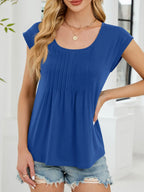 Pleated Front Scoop Neck T-shirt (20)