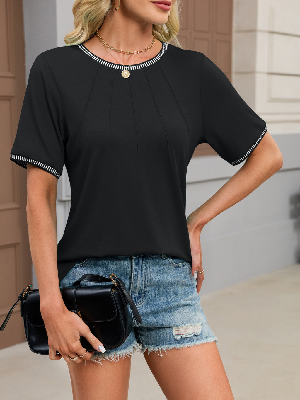 Contrast Trim Short Sleeve T-shirt (8)