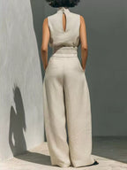 Full Size Sleeveless Wide-leg Jumpsuit Smocked Waist Plus (2)
