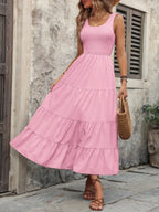 Smocked Scoop Neck Sleeveless Tank Dress (13)