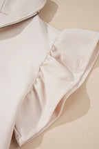 Textured Ruffled Sleeve Zipped Top Wide Leg Pants Set (10)