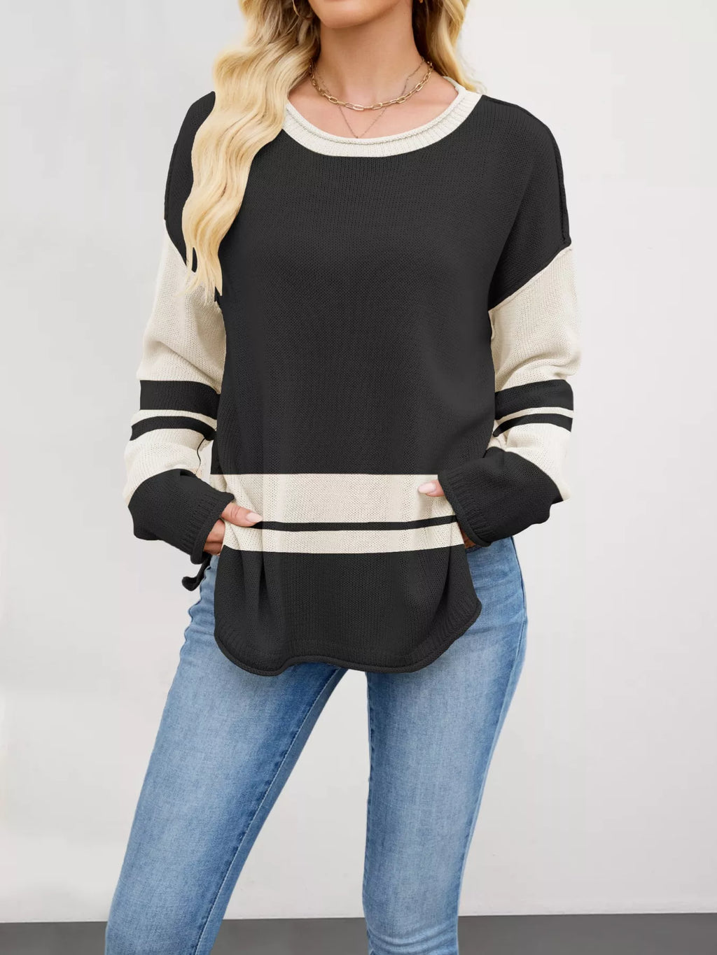 Block Side Slit Sweater (10)