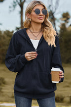 Drawstring Zip Up Dropped Shoulder Hoodie (6)