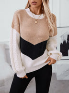 Contrast Round Neck Long Sleeve Sweater (3)