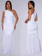 One-shoulder Ruched Bodycon Maxi Dress (19)