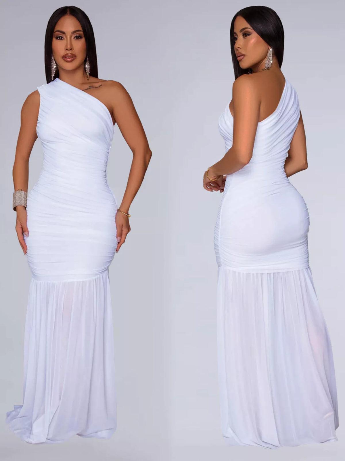 One-shoulder Ruched Bodycon Maxi Dress (19)
