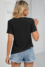 Ruched Round Neck Short Sleeve T-shirt (12)