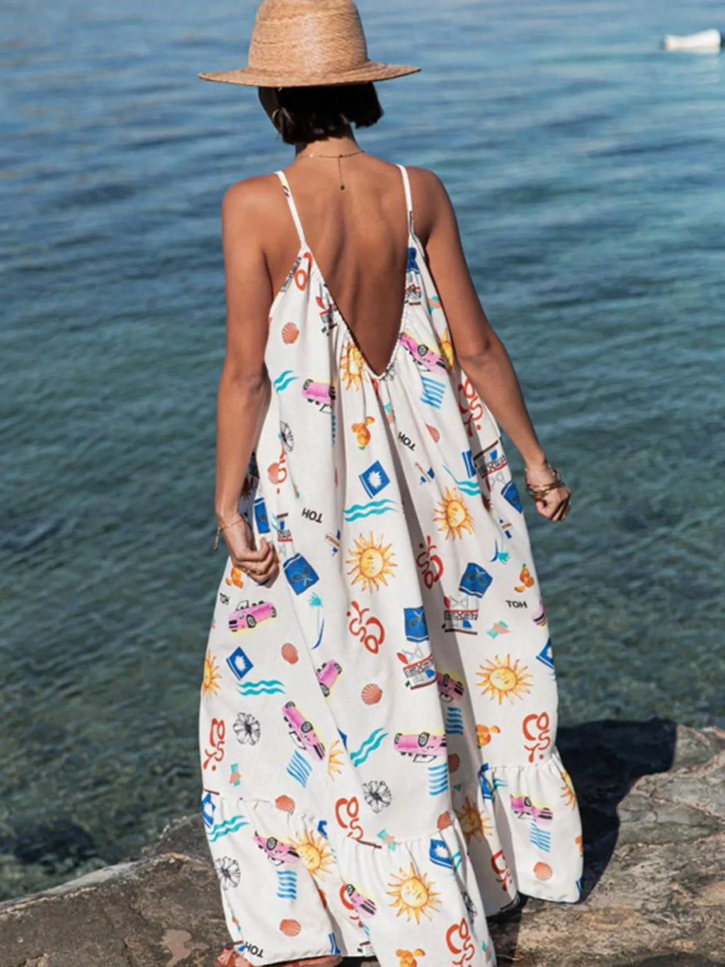Printed V-neck Summer Maxi Dress (10)