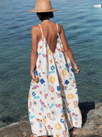 Printed V-neck Summer Maxi Dress (10)