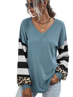 Leopard Striped Waffle-knit Top (8)