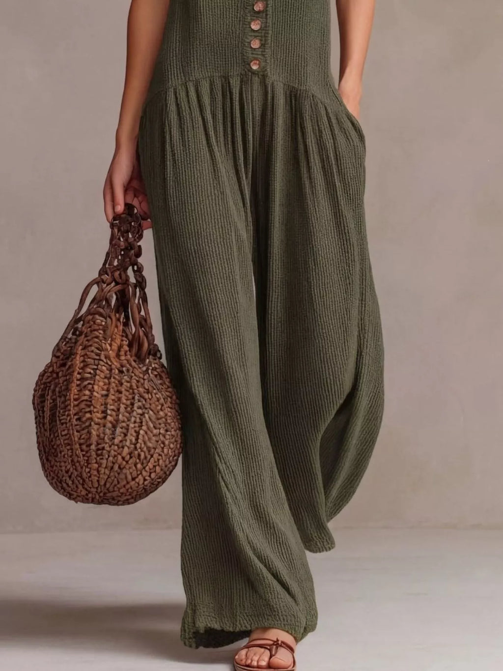 V-neck Sleeveless Wide Leg Jumpsuit (4)