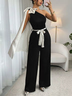 One-shoulder Bowknot Wide Leg Jumpsuit (3)