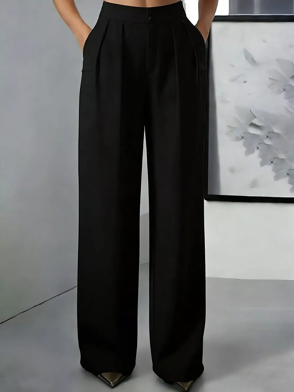 High-waisted Pleated Wide-leg Pants (6)