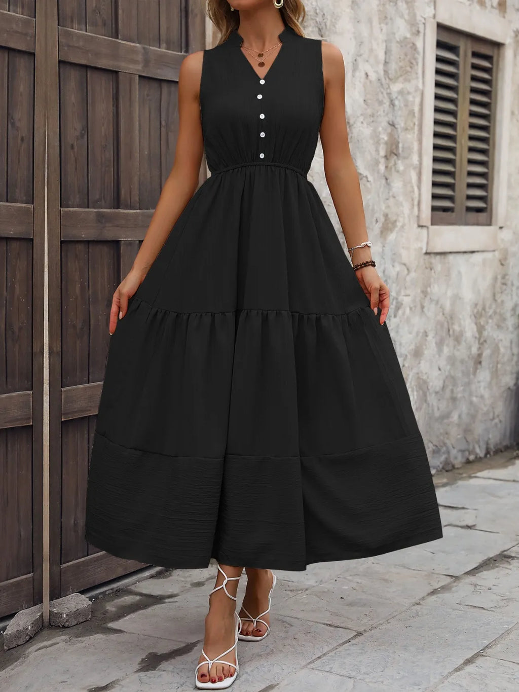 Notched Sleeveless Maxi Tank Dress (17)