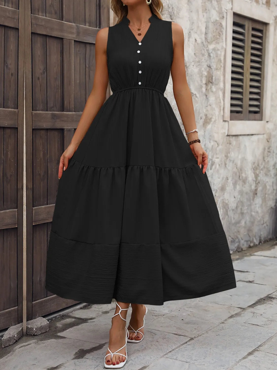 Notched Sleeveless Maxi Tank Dress (17)
