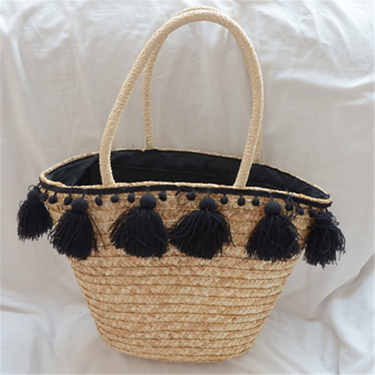 Hand-woven Tassel Shoulder Bag variant CJBHNSNS16208-Black