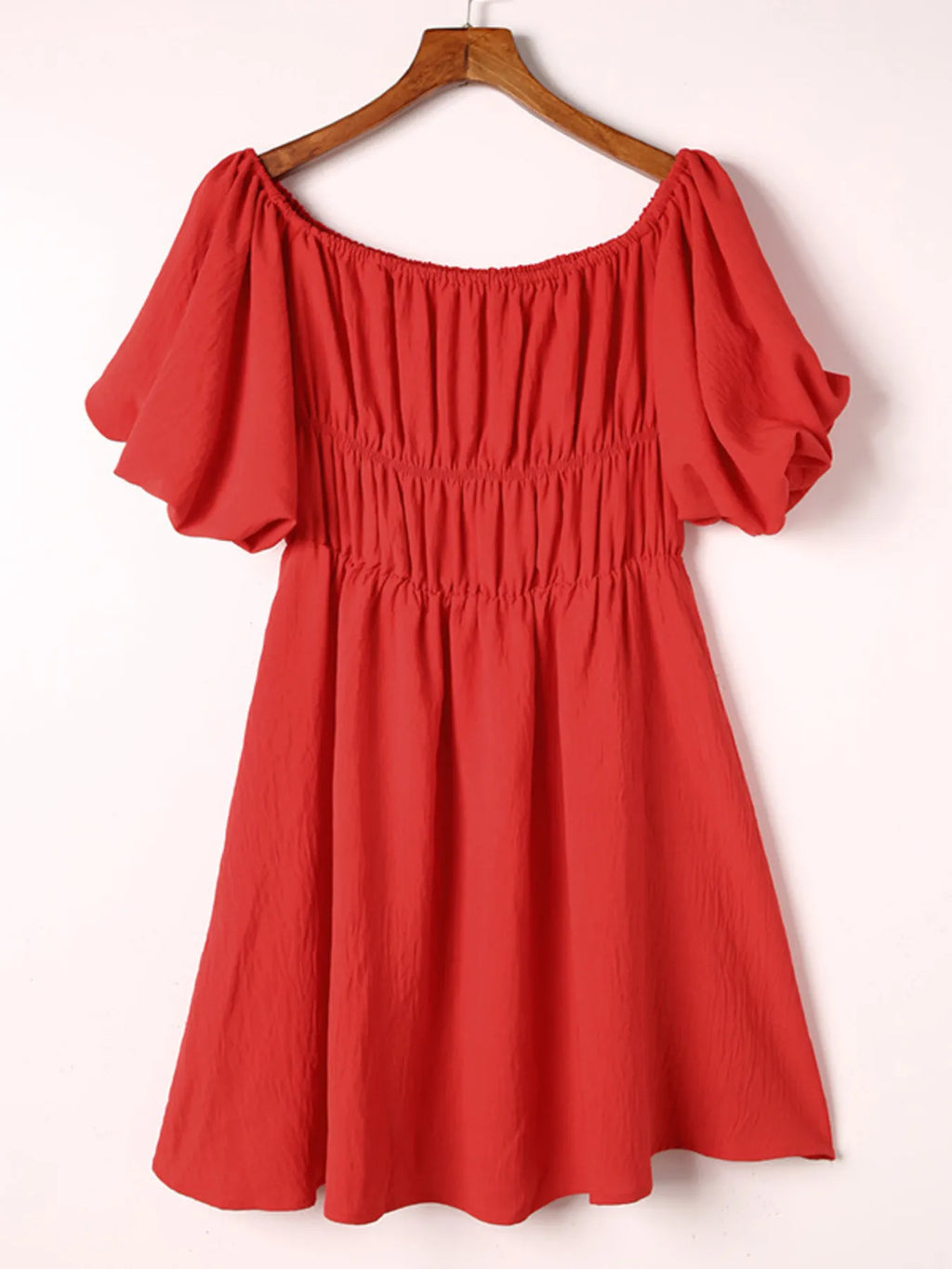 Off-shoulder Puff Sleeve Mini Dress (8)