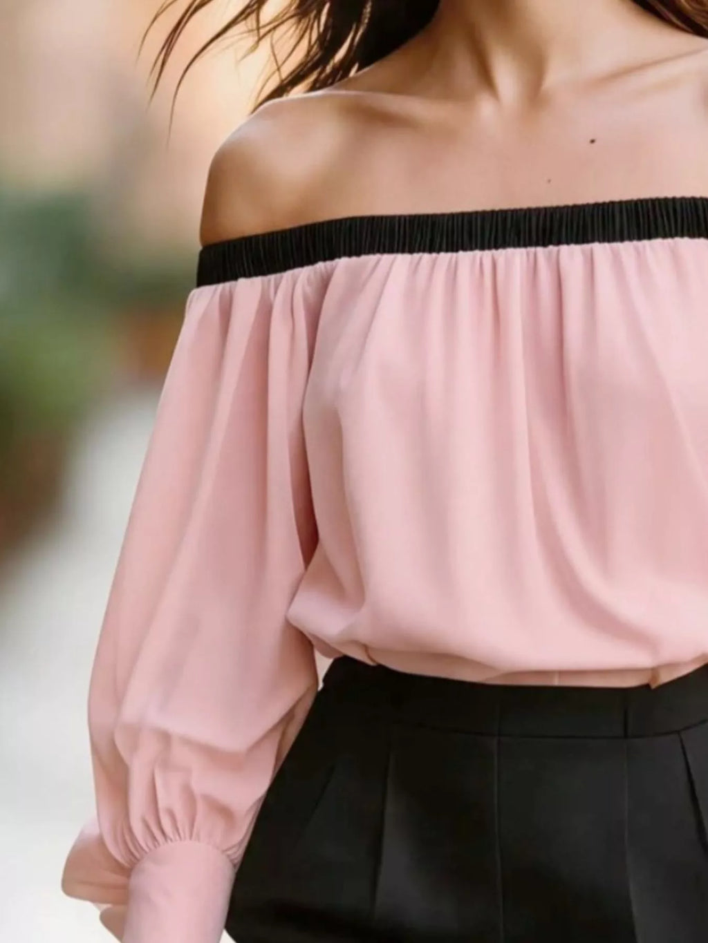 Off Shoulder Lantern Sleeve Blouse (4)