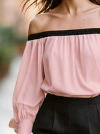 Off Shoulder Lantern Sleeve Blouse (4)
