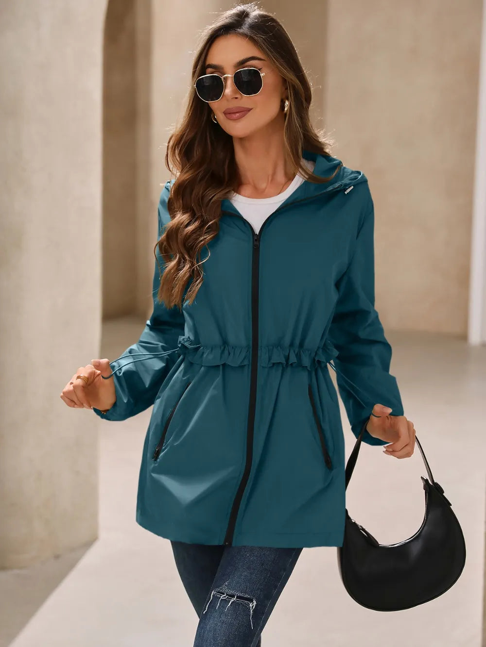 Outdoor Waterproof Long Sleeve Hooded Windbreaker (23)
