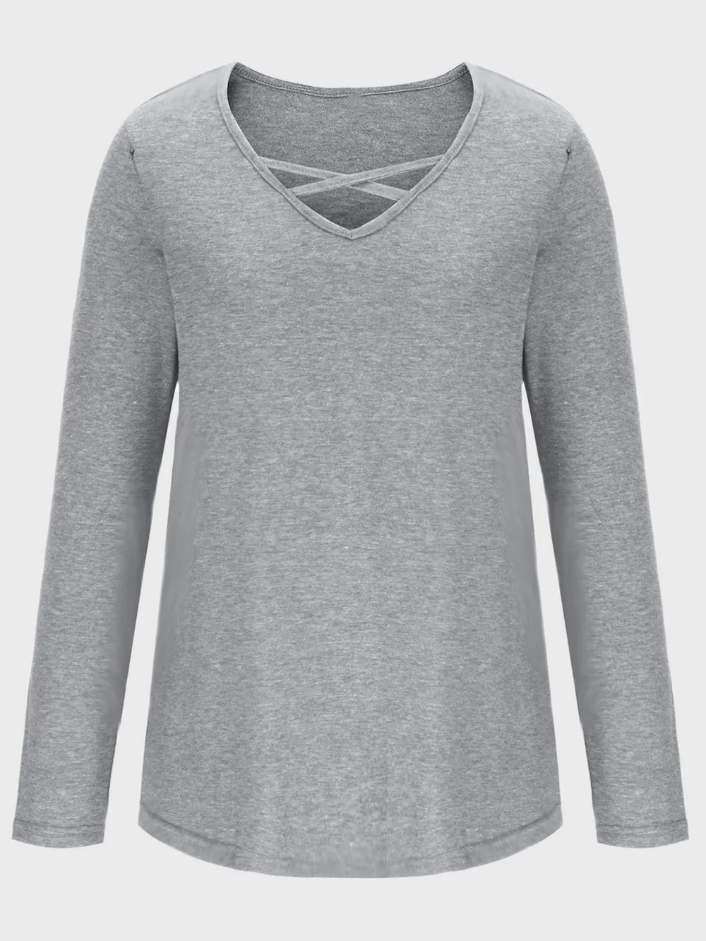 Crisscross V-neck Long Sleeve T-shirt (14)