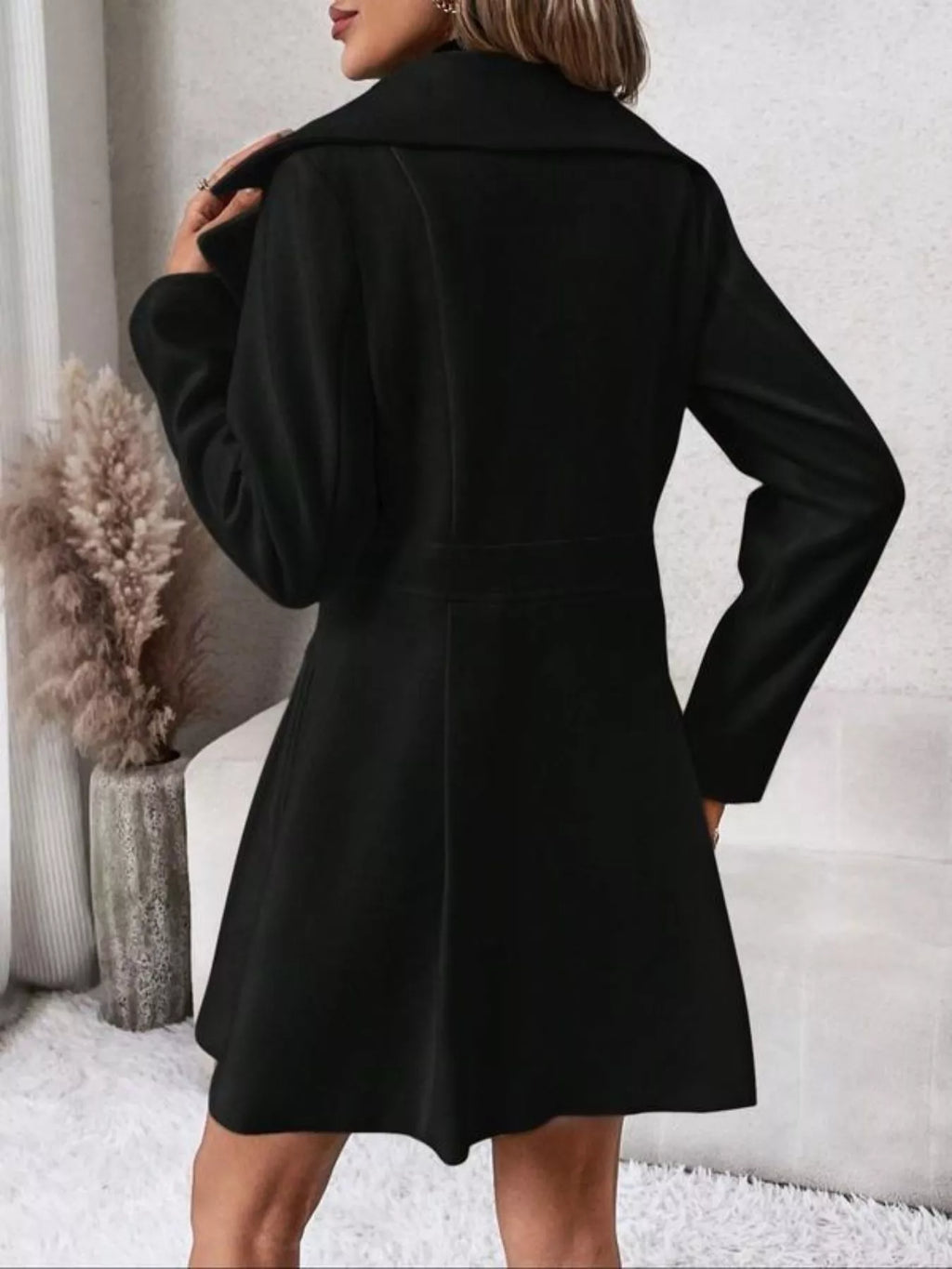 Double-breasted Wool Blend Coat (5)