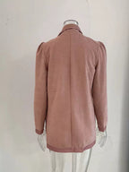 Texture Knit Double-breasted Blazer (6)