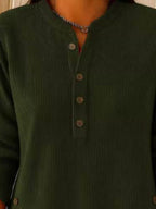 Full Size Button Detail Corduroy Top Plus (20)