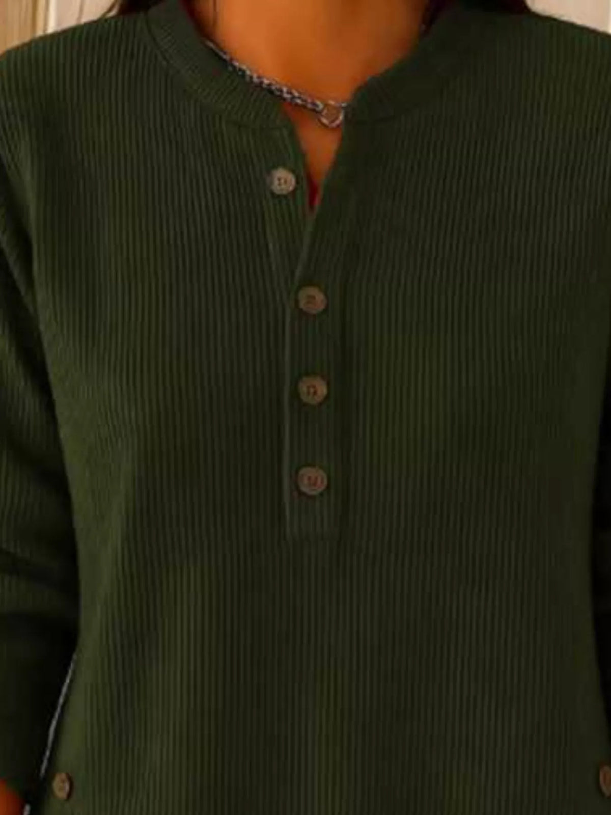 Full Size Button Detail Corduroy Top Plus (20)