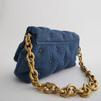 Blue Oversized Denim Quilted Shoulder Bag photo 2